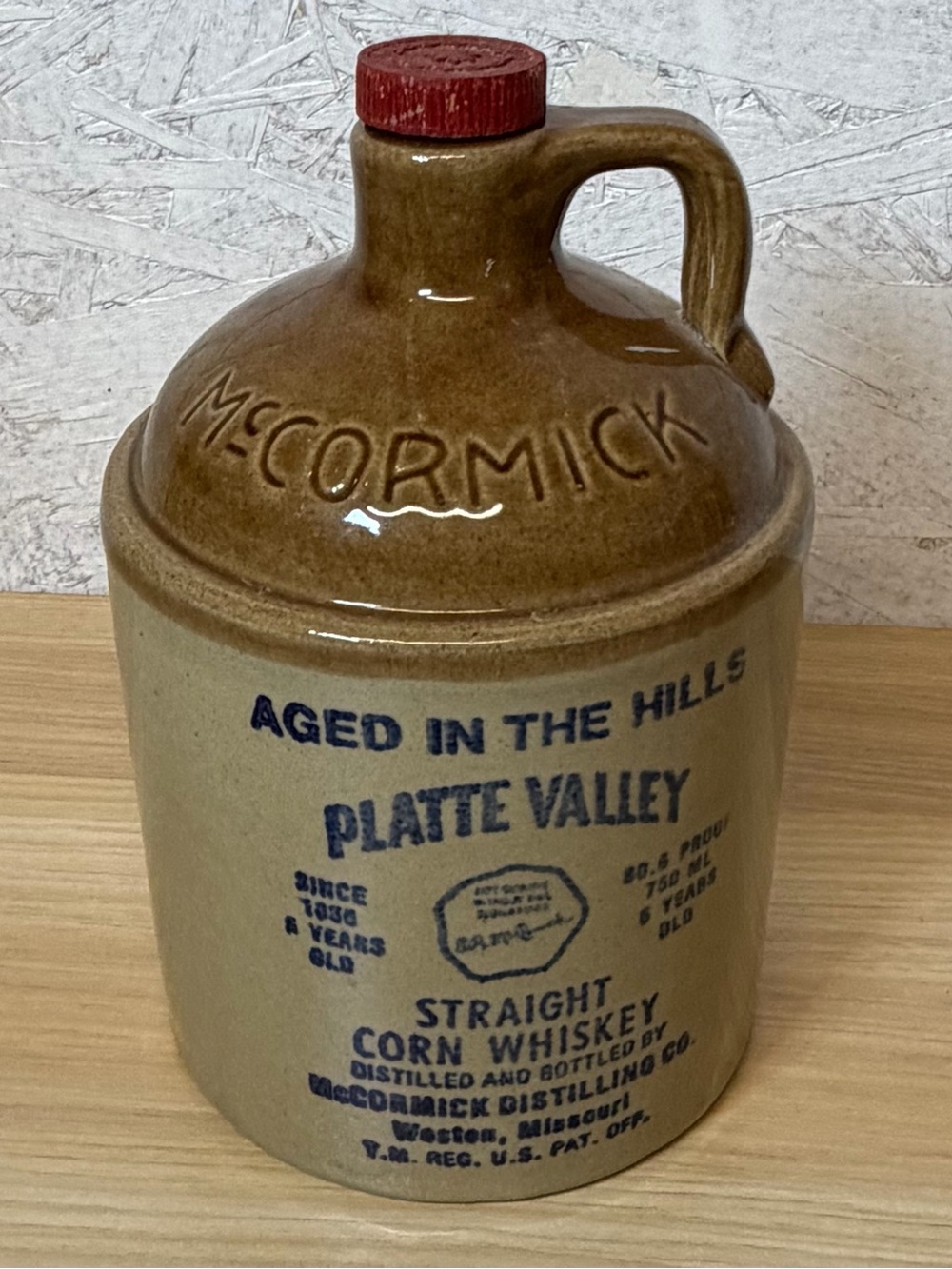 McCormick Platte Valley Brown Ceramic Whiskey Jug